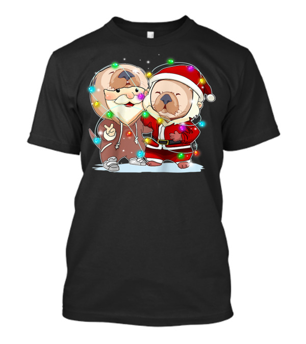 Funny Otter Santa Costume Christmas Lights Fairy T-Shirt