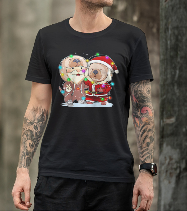 Funny Otter Santa Costume Christmas Lights Fairy T-Shirt