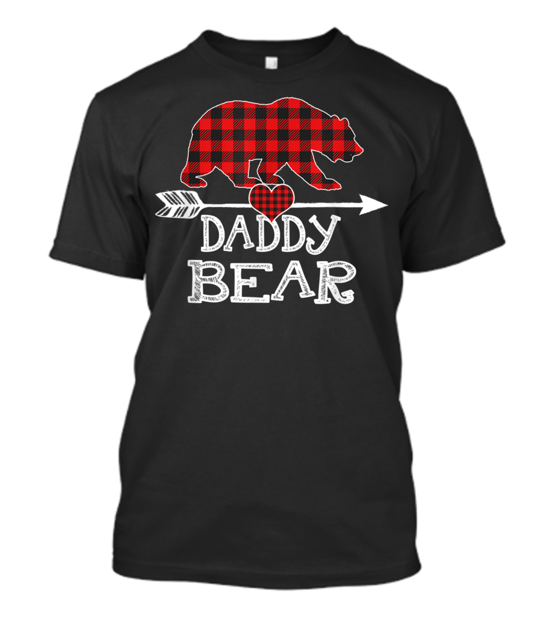 Daddy Bear Red Plaid Buffalo Check With Heart Arrow T-Shirt
