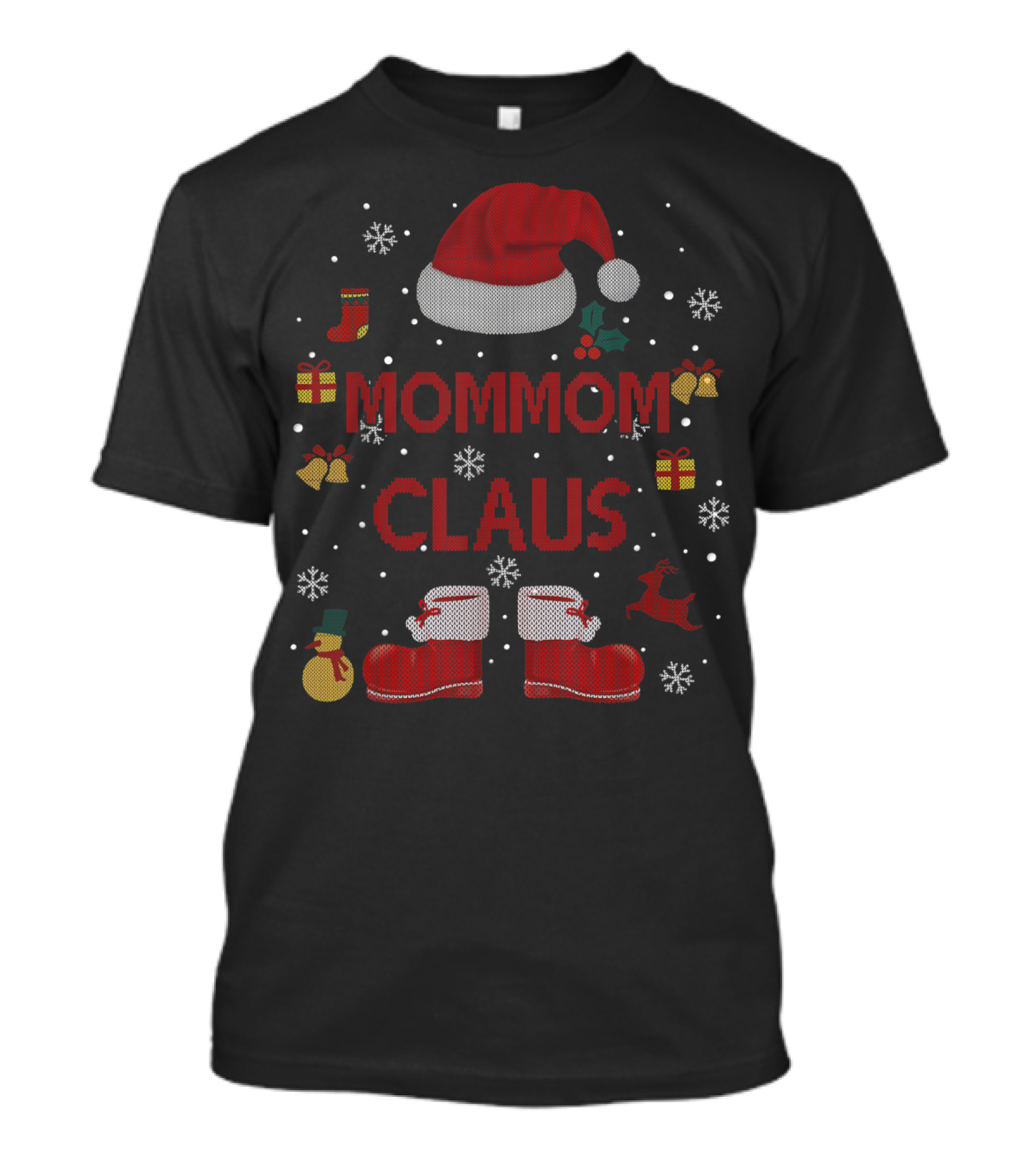 Mommom Claus Funny Santa Costume Xmas Pyjama Snowflakes Gifts T-Shirt