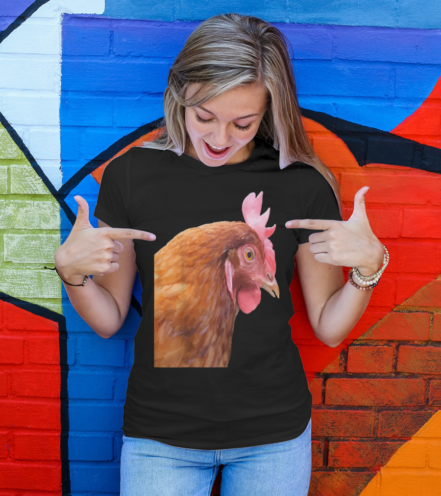 Funny Farmyard Hen Portrait Side View T-Shirt