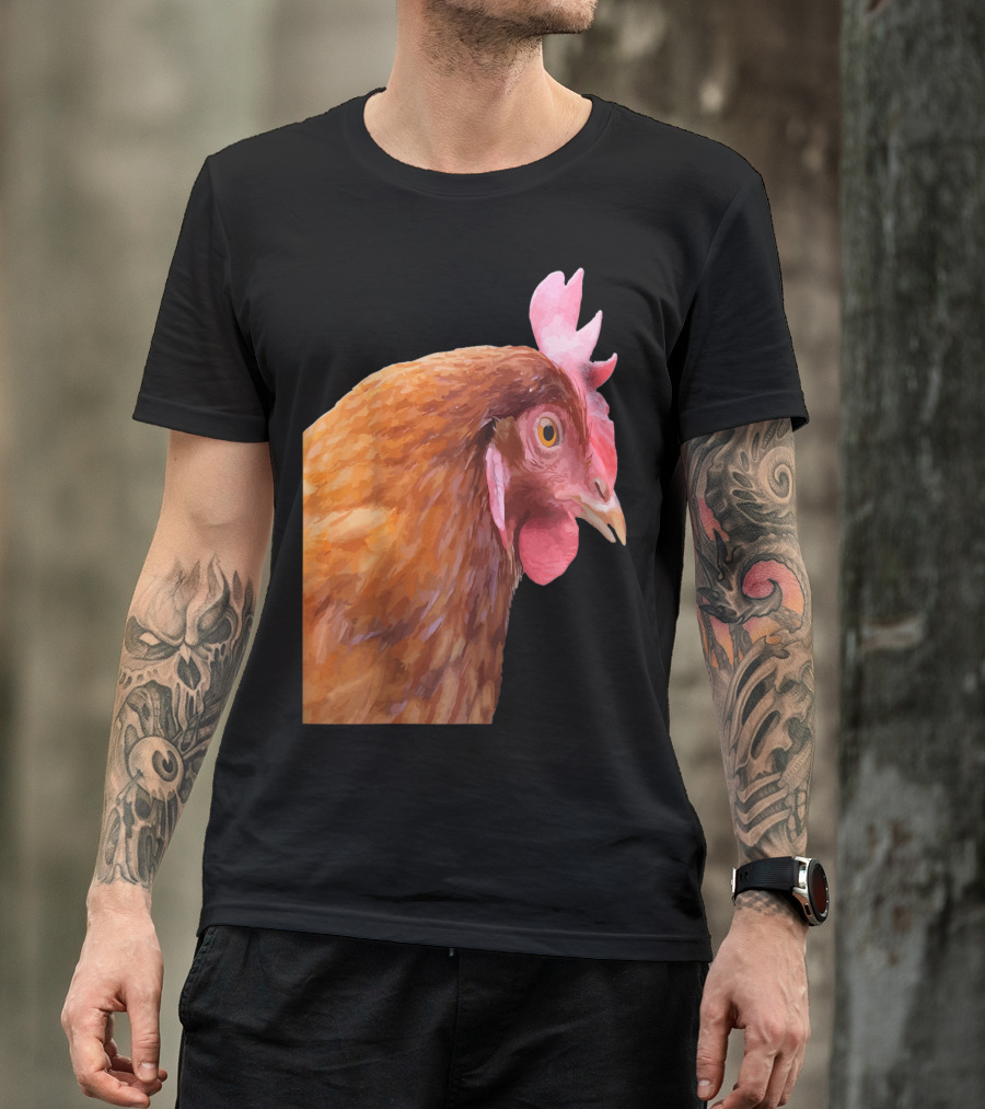 Funny Farmyard Hen Portrait Side View T-Shirt