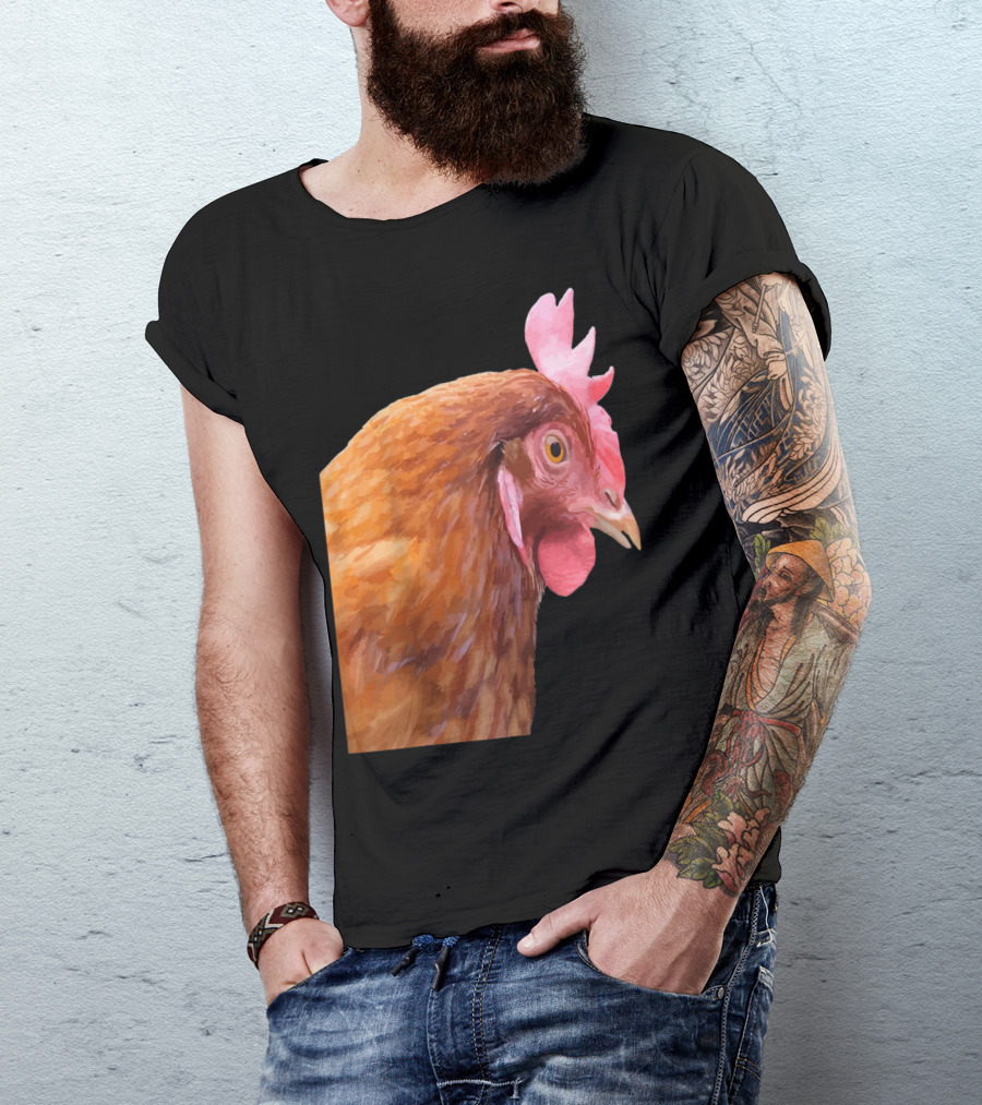 Funny Farmyard Hen Portrait Side View T-Shirt