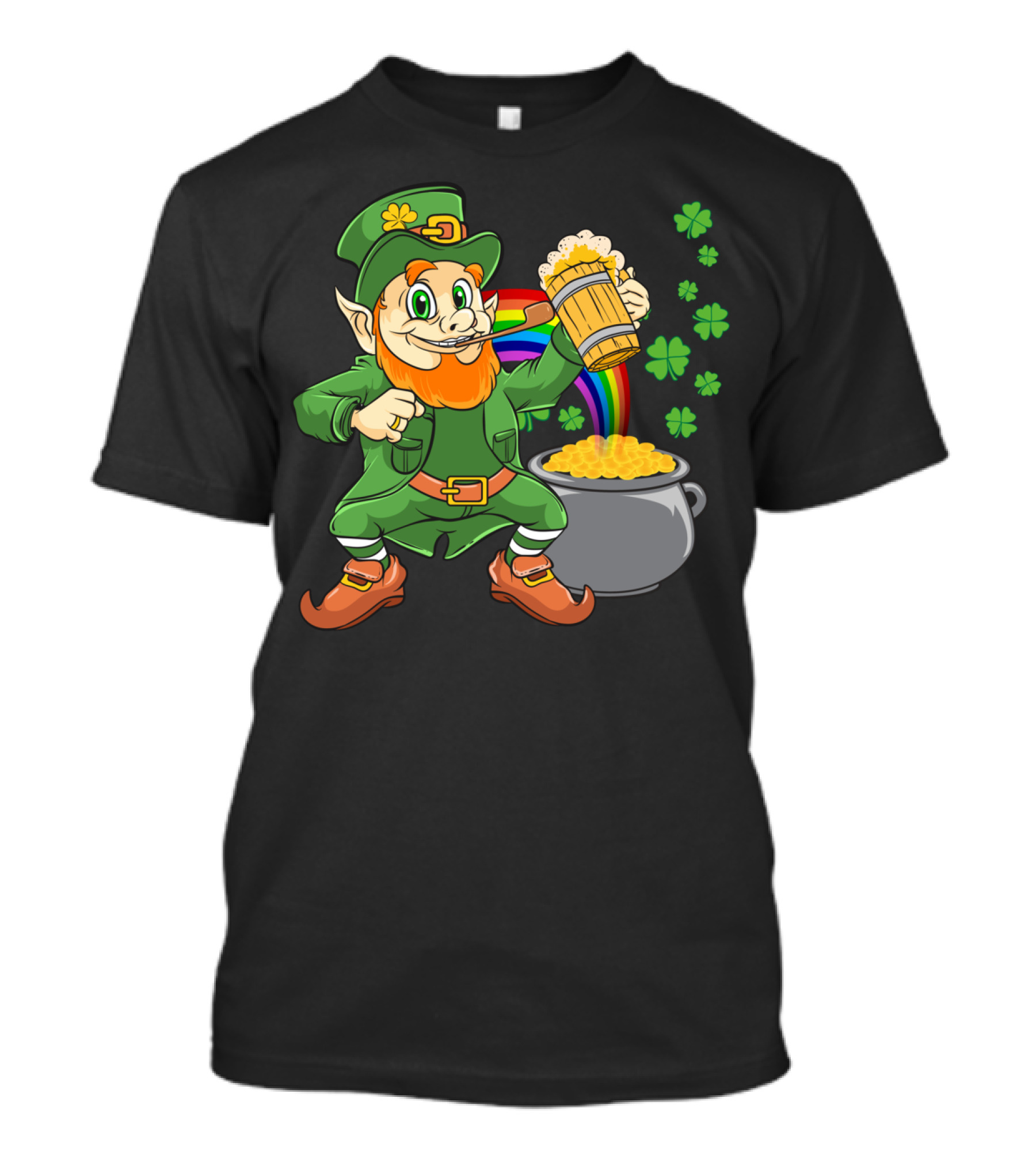 Funny St Patrick's Day Drinking Drunk Leprechaun Rainbow Clover Mug Pot Of Gold T-Shirt