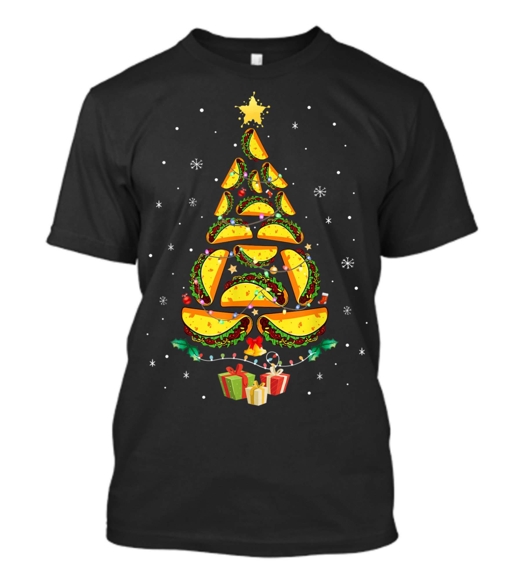 Funny Tacos Shaped Christmas Tree With Star And Presents T-Shirt