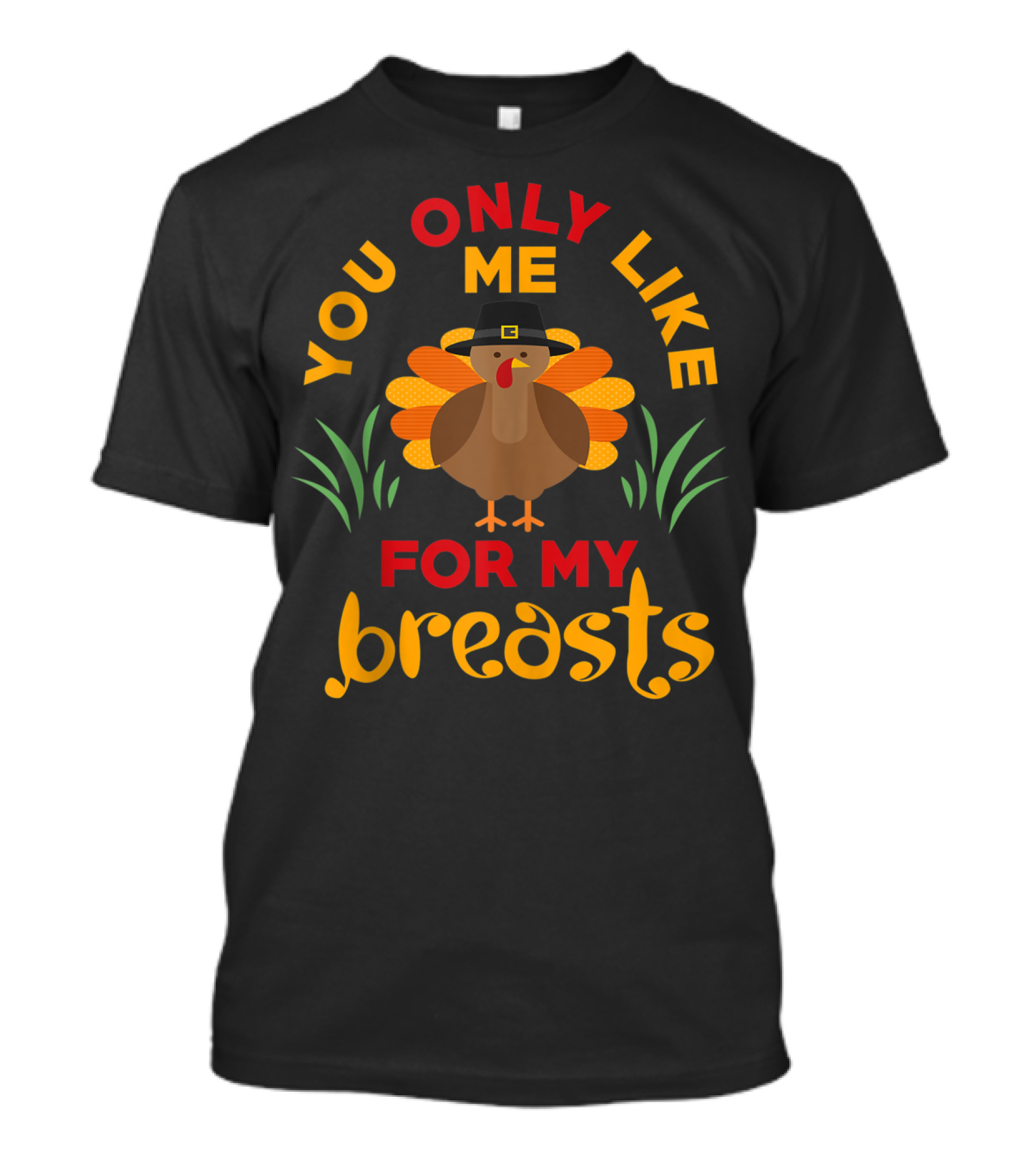 You Only Like Me For My Breasts Funny Thanksgiving Pilgrim Turkey T-Shirt