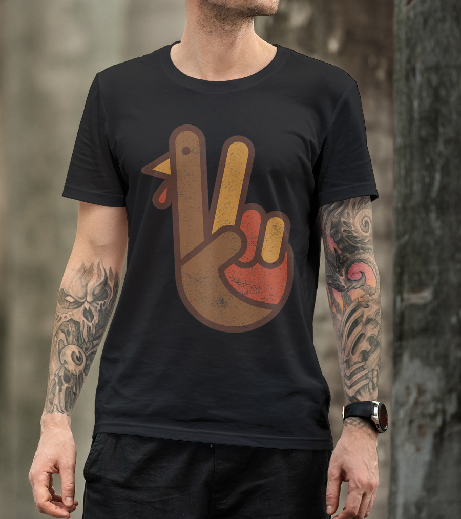 Funny Turkey Peace Hand Gesture T-Shirt