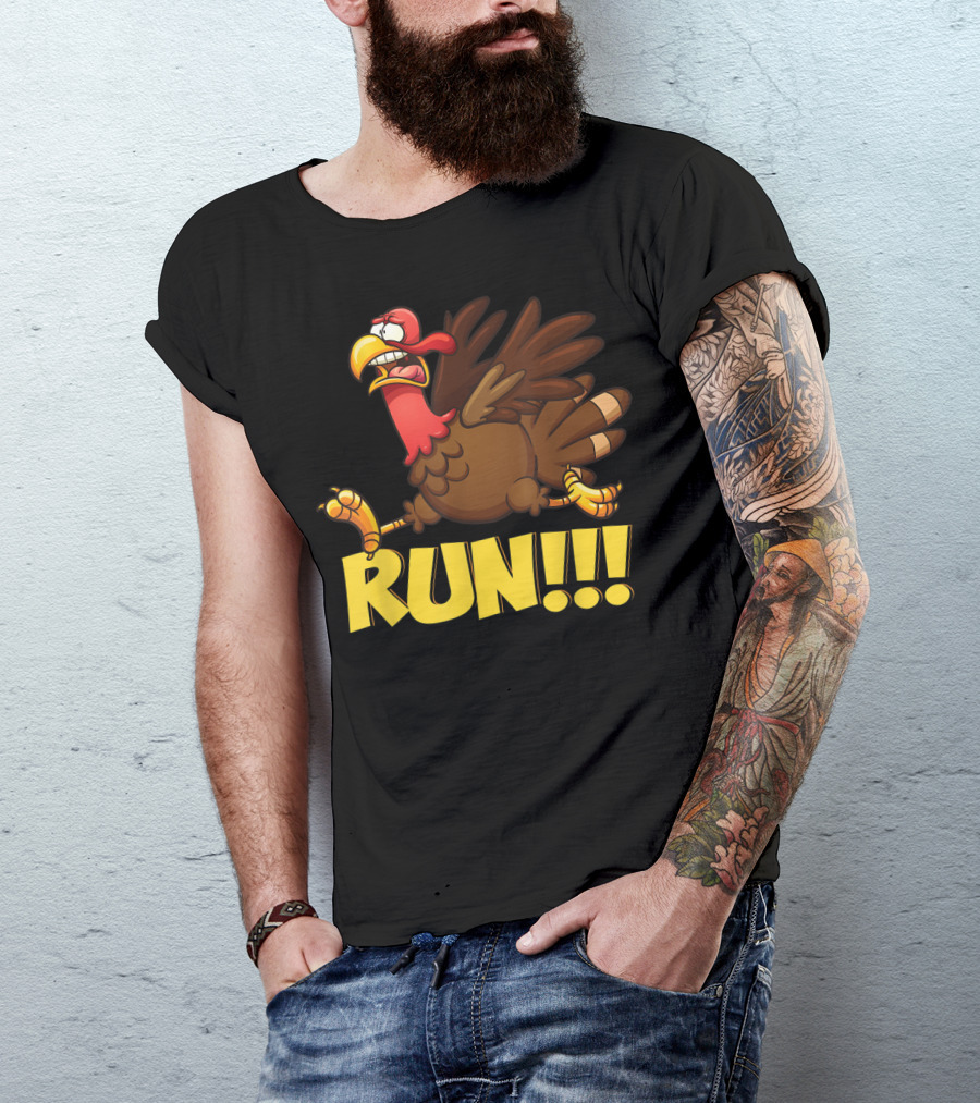 Funny Turkey Running Thanksgiving Run Family T-Shirt