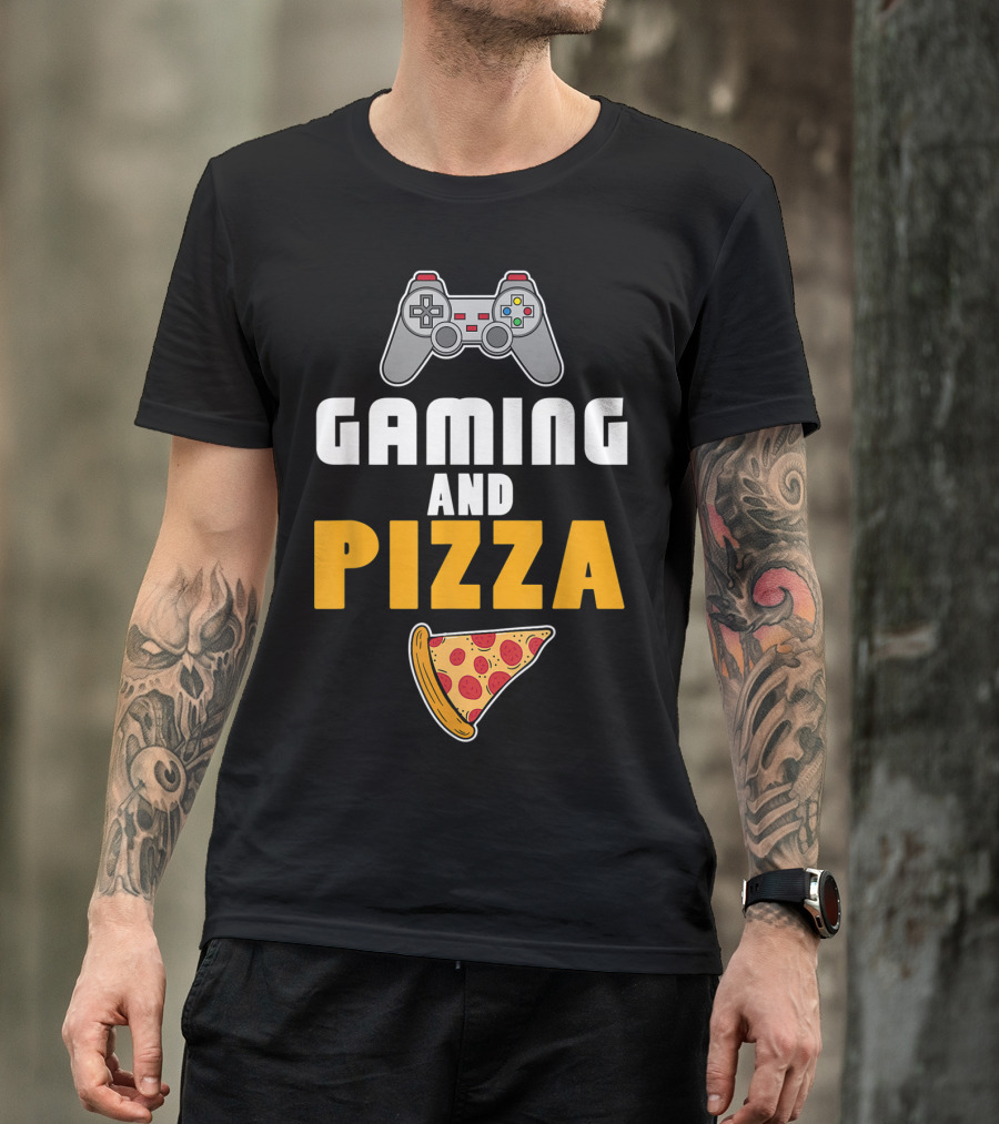 Gaming And Pizza Controller Slice Fun T-Shirt