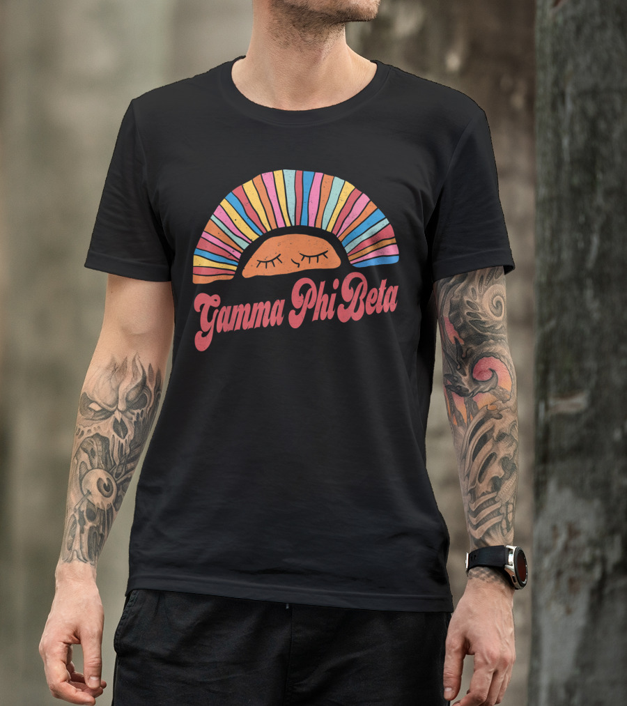 Gamma Phi Beta Sorority Sunset Face Rainbow T-Shirt