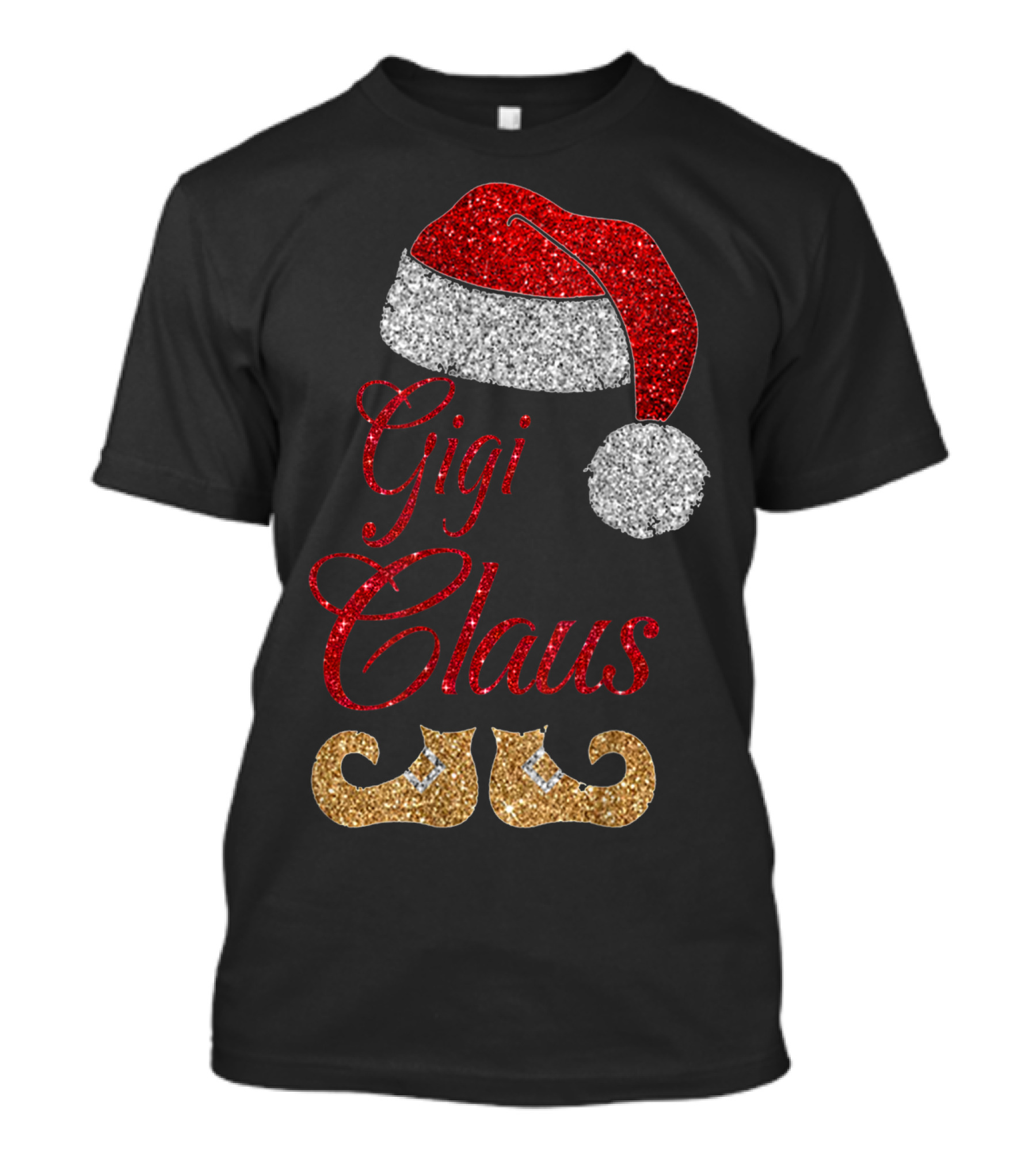 Gigi Claus Santa Hat Festive Elf Shoes Family Group Christmas T-Shirt