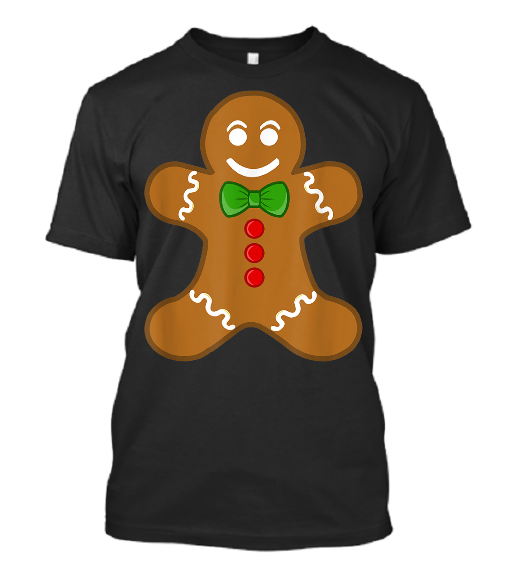 Gingerbread Man Christmas Cookie Bow Tie And Buttons T-Shirt