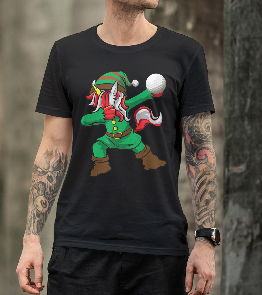 Golf Elf Dabbing Unicorn Golfer Golfing Lover Iconic T-Shirt