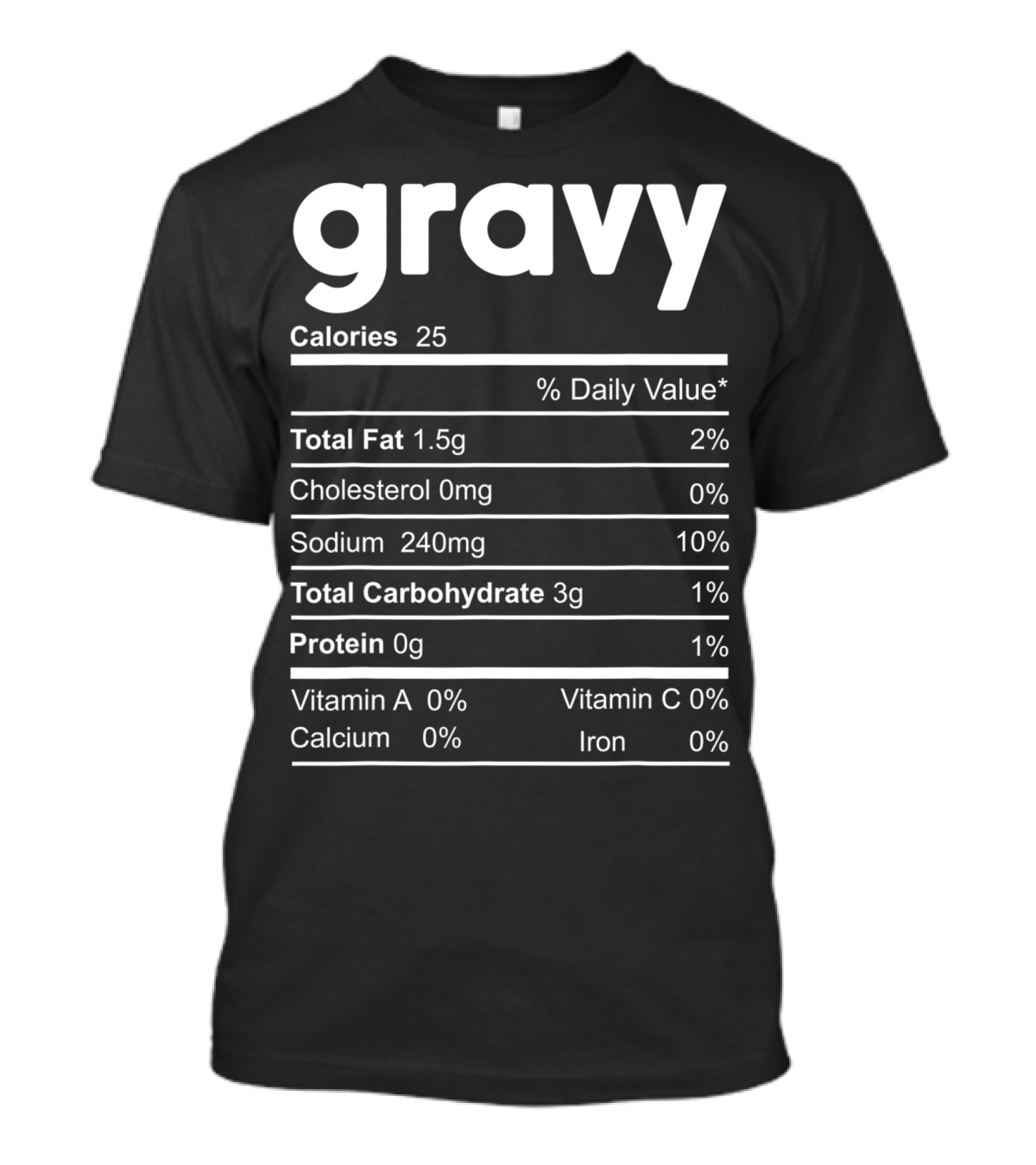 Gravy Nutrition Facts Calories Total Fat Cholesterol Sodium Carbohydrate Protein Vitamins T-Shirt