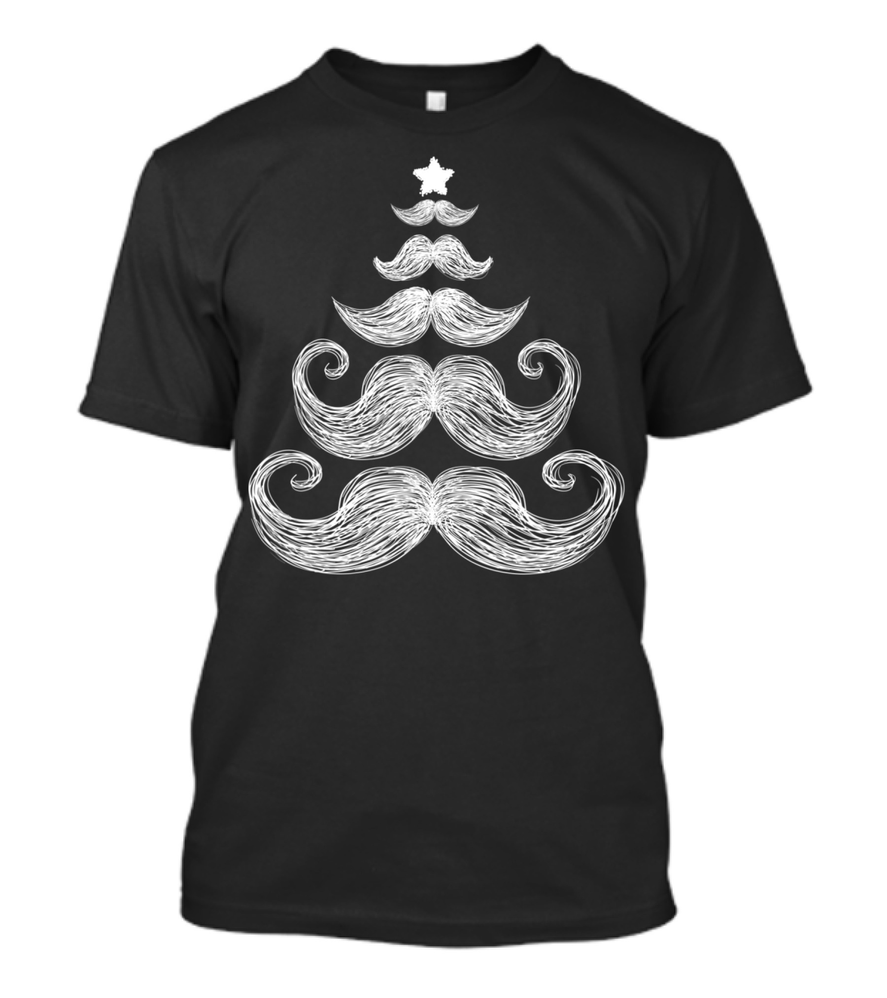Mustache Christmas Tree Funny Holiday T-Shirt