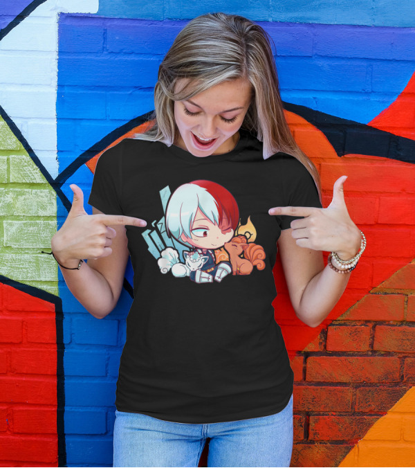 Myheroesacademiaplus Ultramidoriyaizukuanime Shoto Todoroki With Vulpx And Alolan Vulpix Fusion T-Shirt