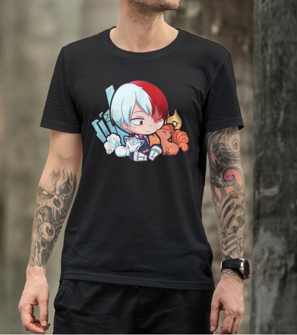 Myheroesacademiaplus Ultramidoriyaizukuanime Shoto Todoroki With Vulpx And Alolan Vulpix Fusion T-Shirt