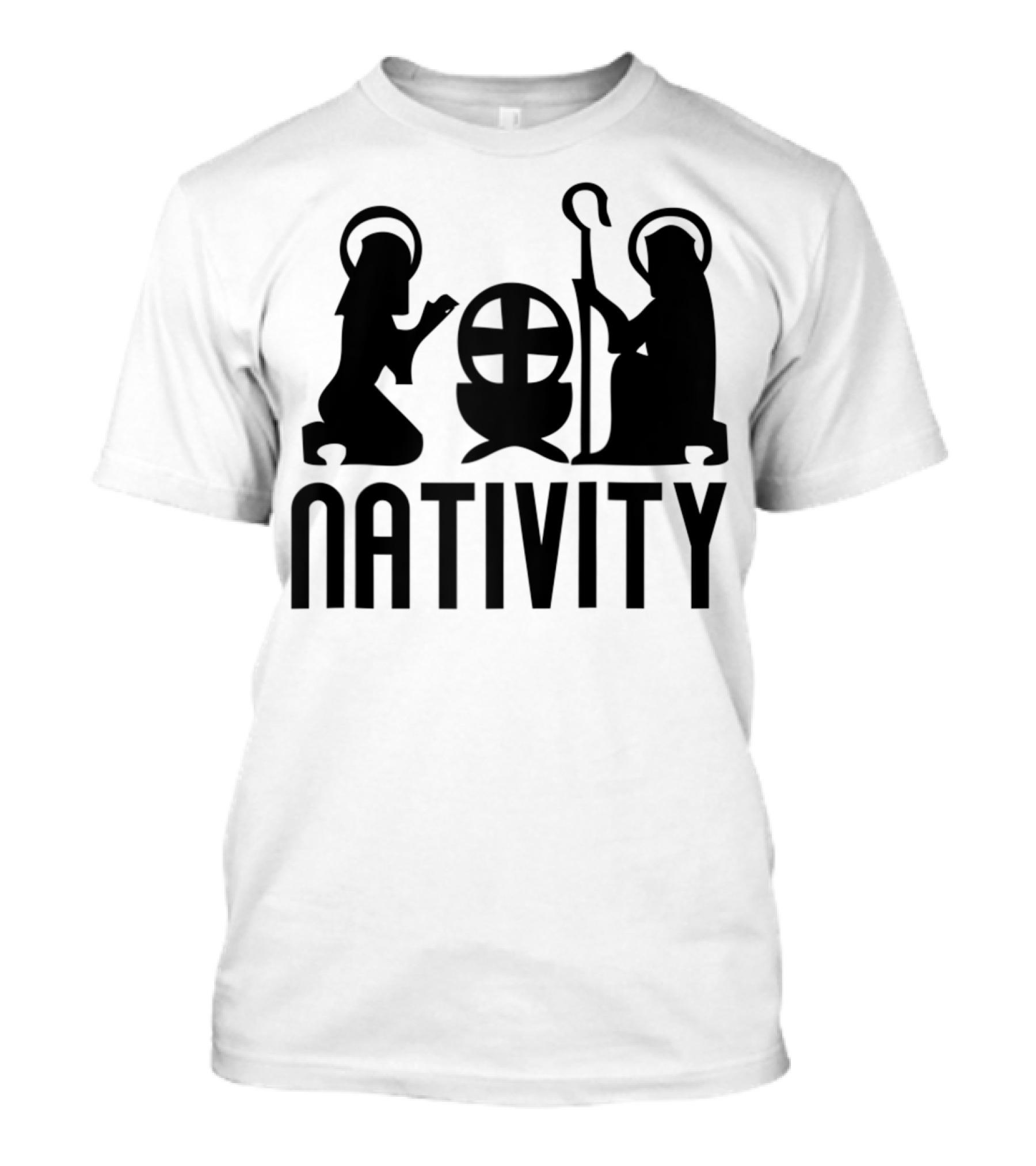 Nativity Scene Christian Halo Cross Iconography T-Shirt