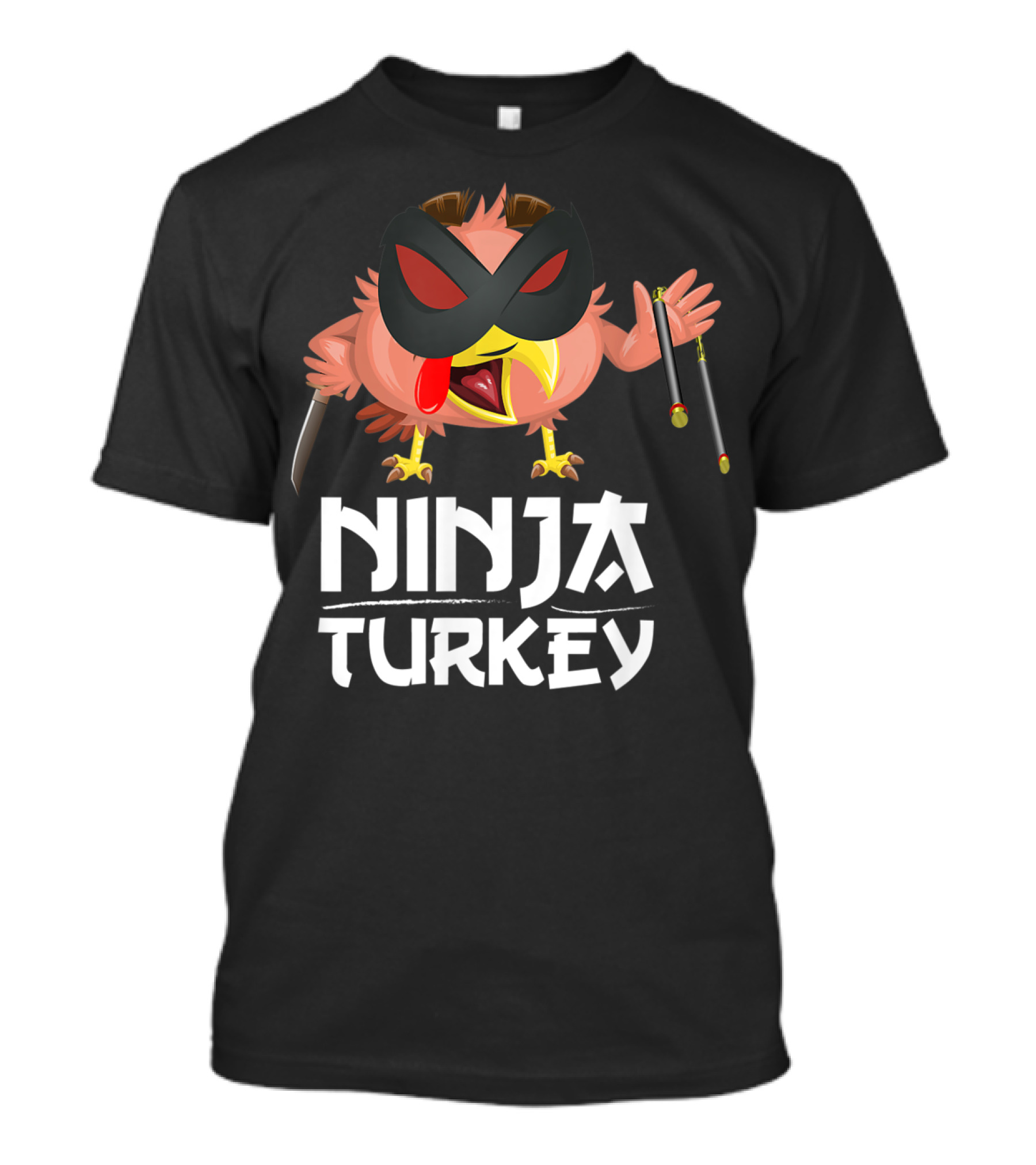 Ninja Turkey Masked Warrior Bird With Weapons T-Shirt