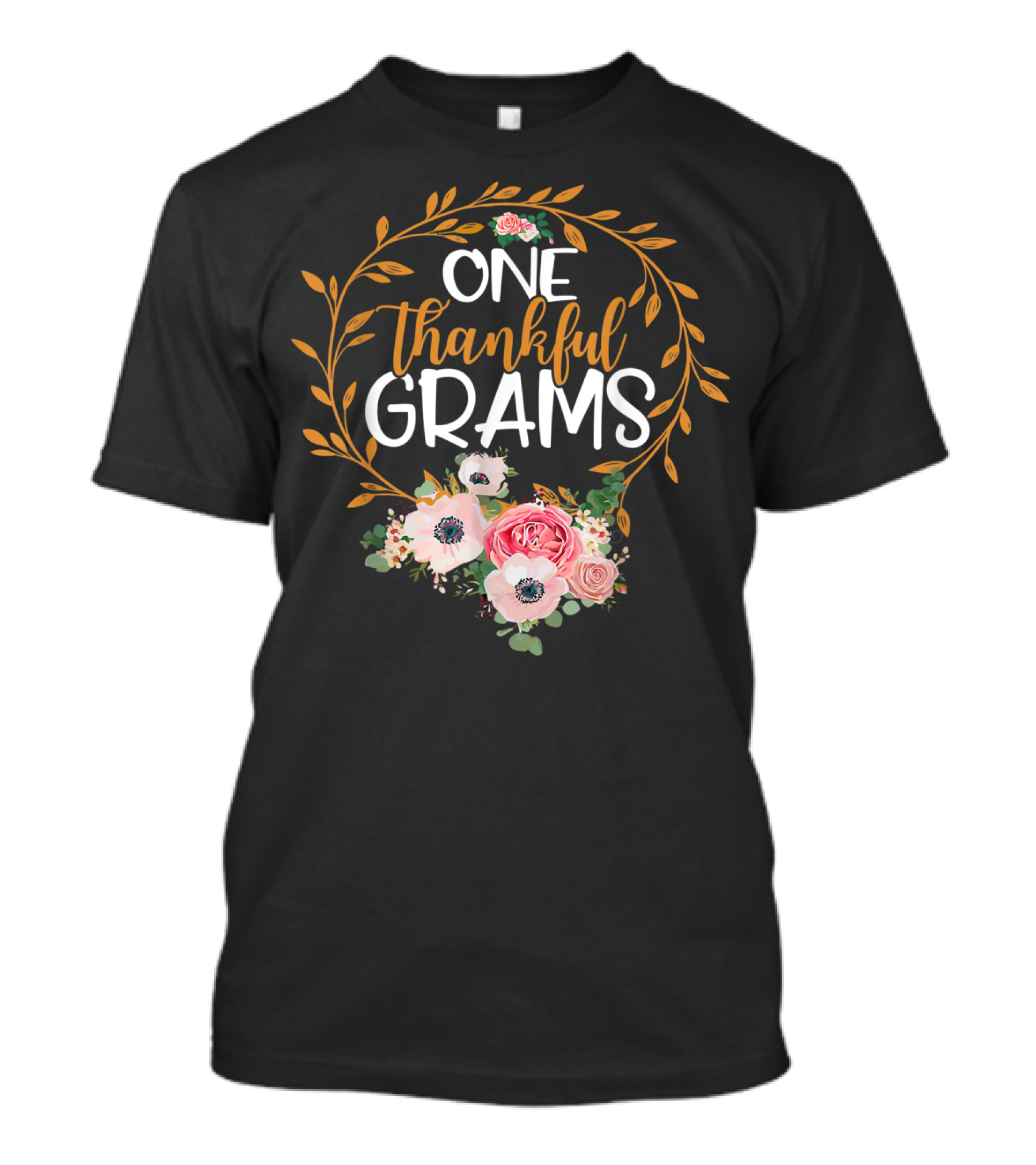 One Thankful Grams Floral Wreath T-Shirt