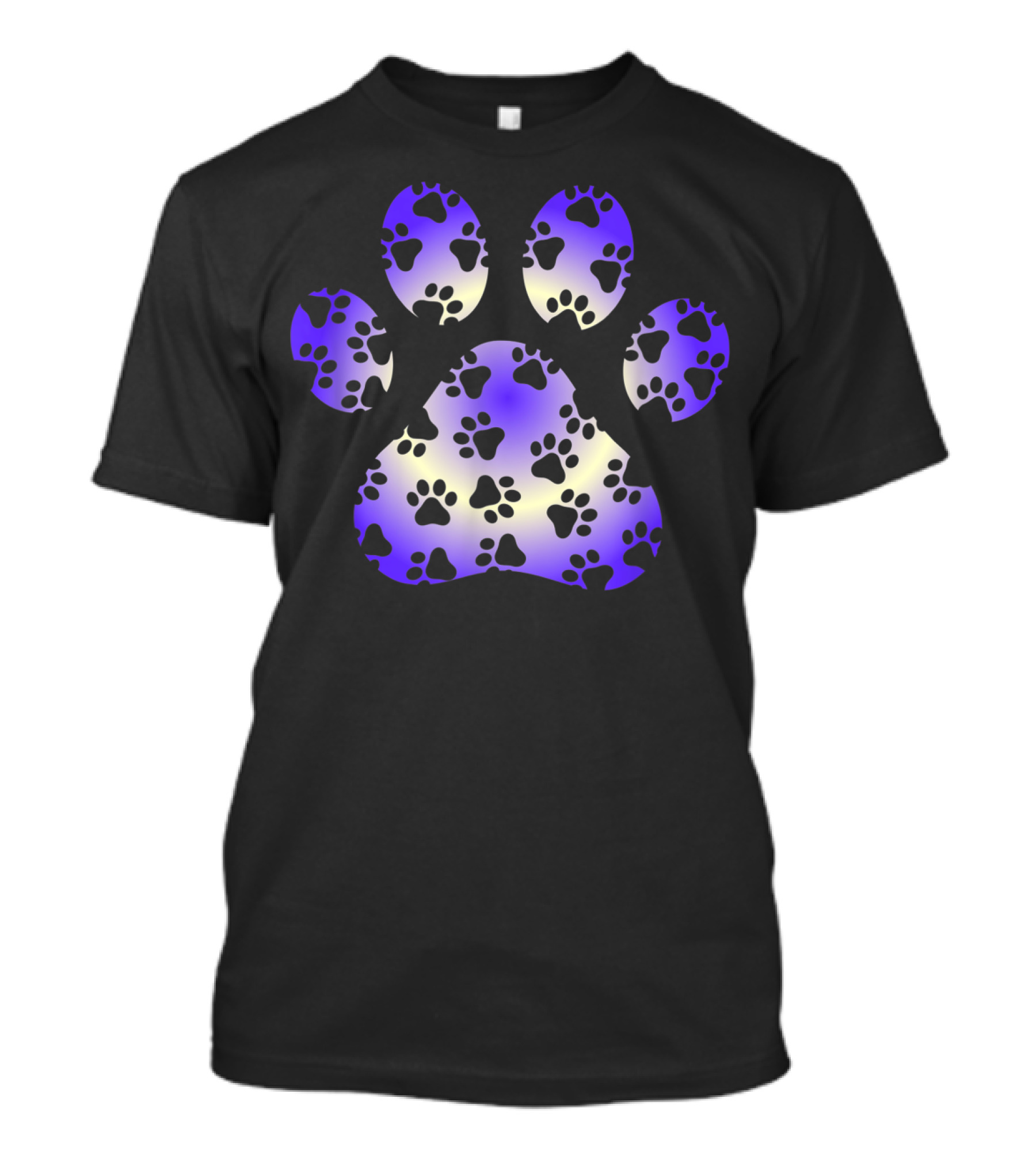 Paw Print Love For Dog Owners With Blue And White Gradient T-Shirt