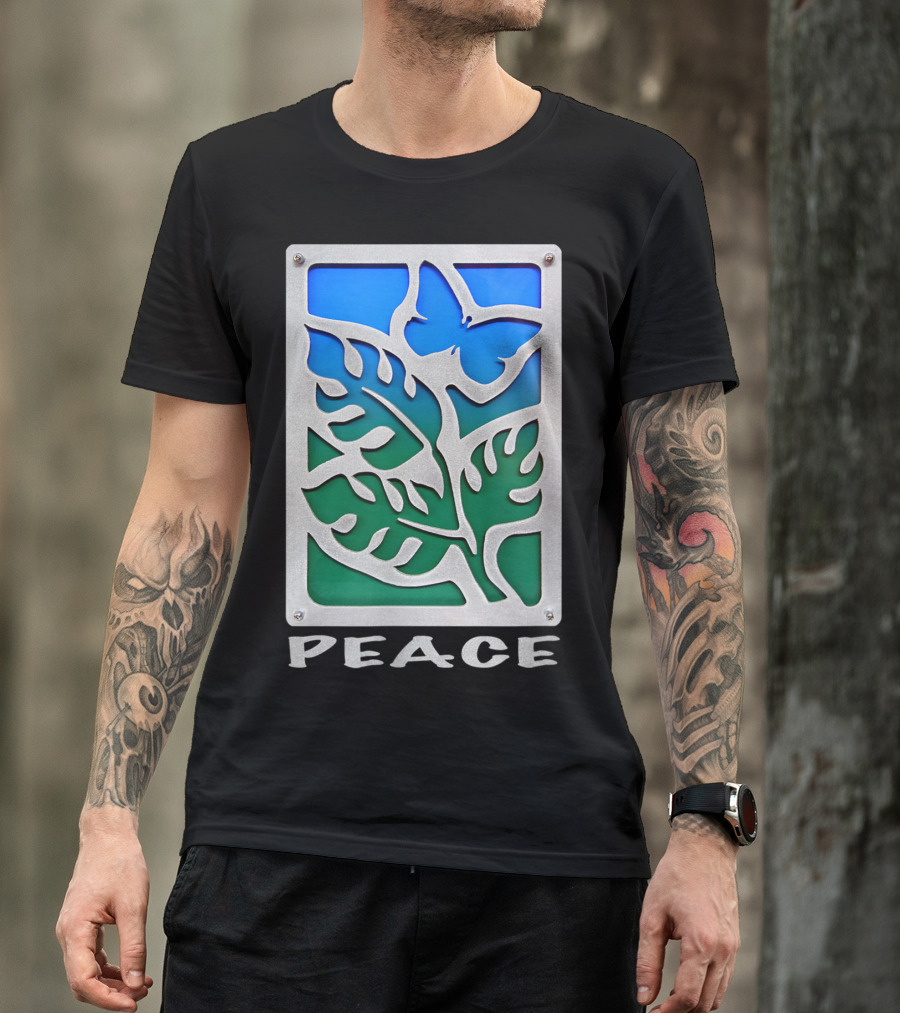 Peace Butterfly Nature Blue Green Leaf Harmony T-Shirt