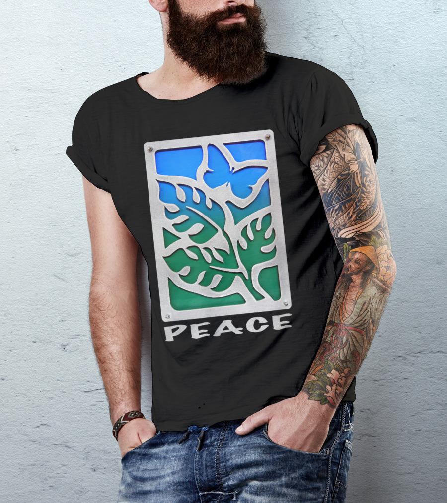 Peace Butterfly Nature Blue Green Leaf Harmony T-Shirt
