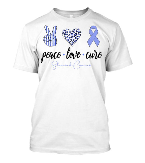 Peace Love Cure Stomach Cancer Periwinkle T-Shirt