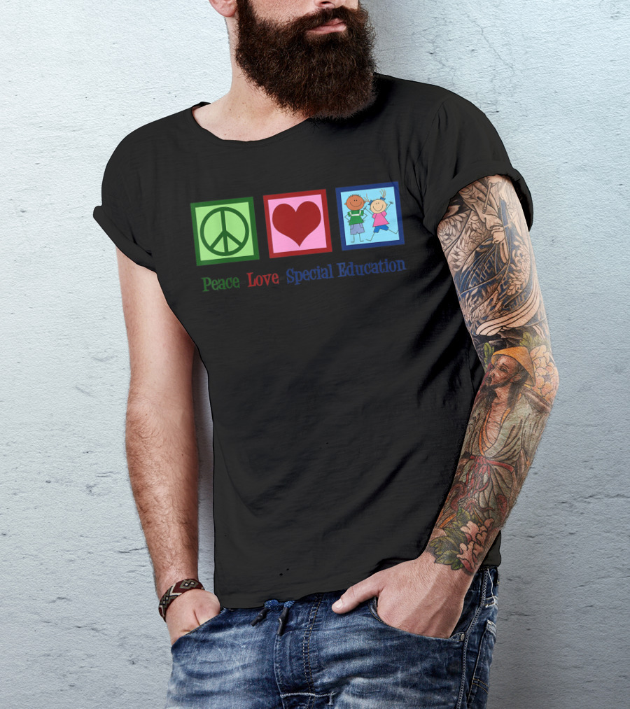 Peace Love Special Education Peace Symbol Heart Kids T-Shirt