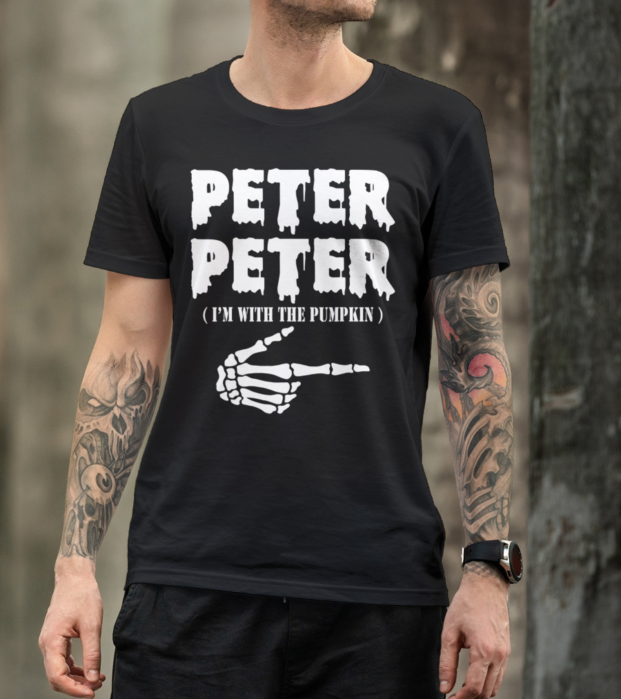 PETER PETER I'M WITH THE PUMPKIN Skeleton Hand T-Shirt