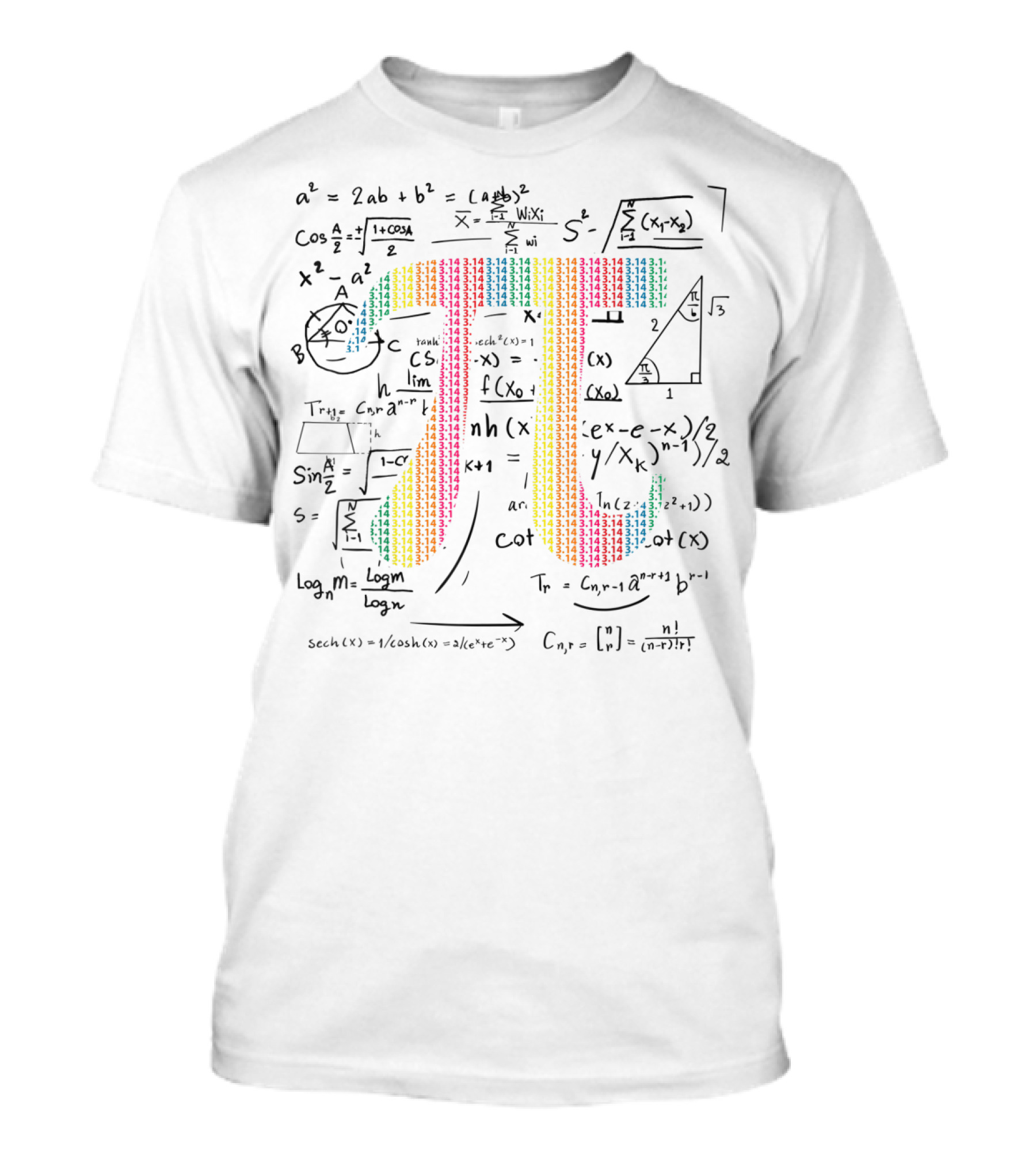 Pi Day 314 Symbol Colorful Equations Backdrop T-Shirt