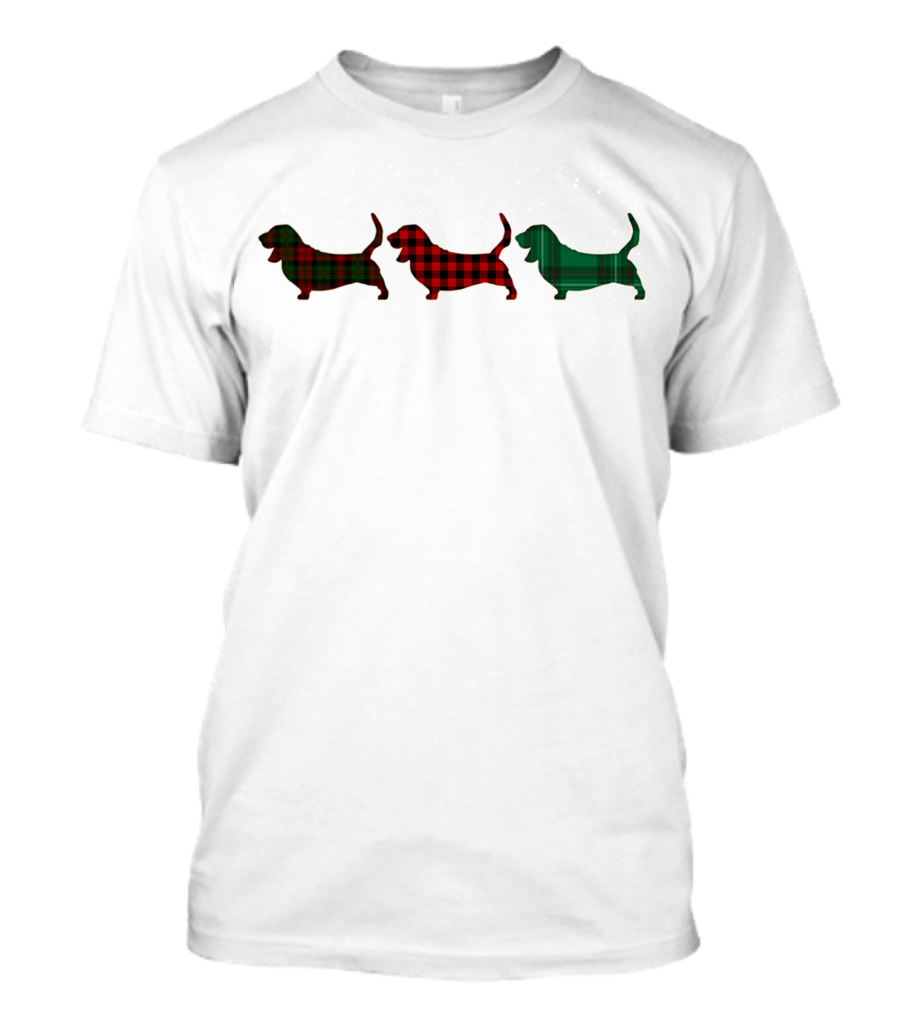 Plaid Basset Hound Christmas Matching Buffalo Check Holiday T-Shirt