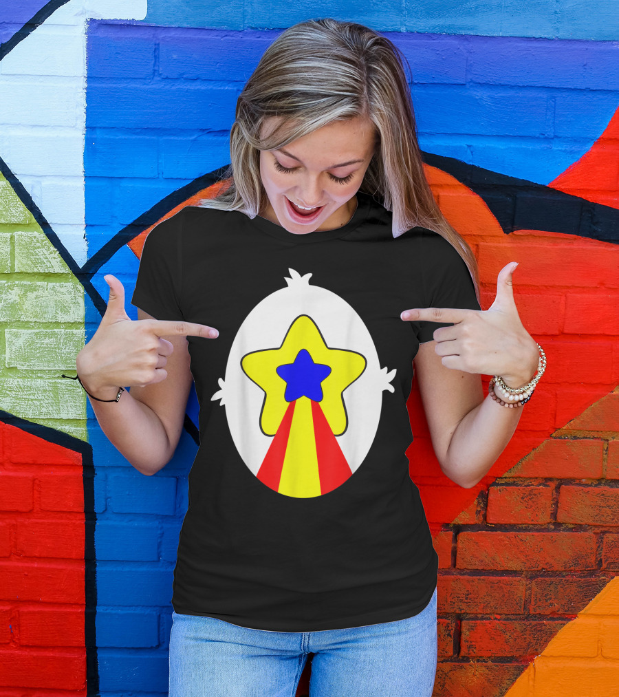 Polite Panda Starburst Yellow Blue Red T-Shirt