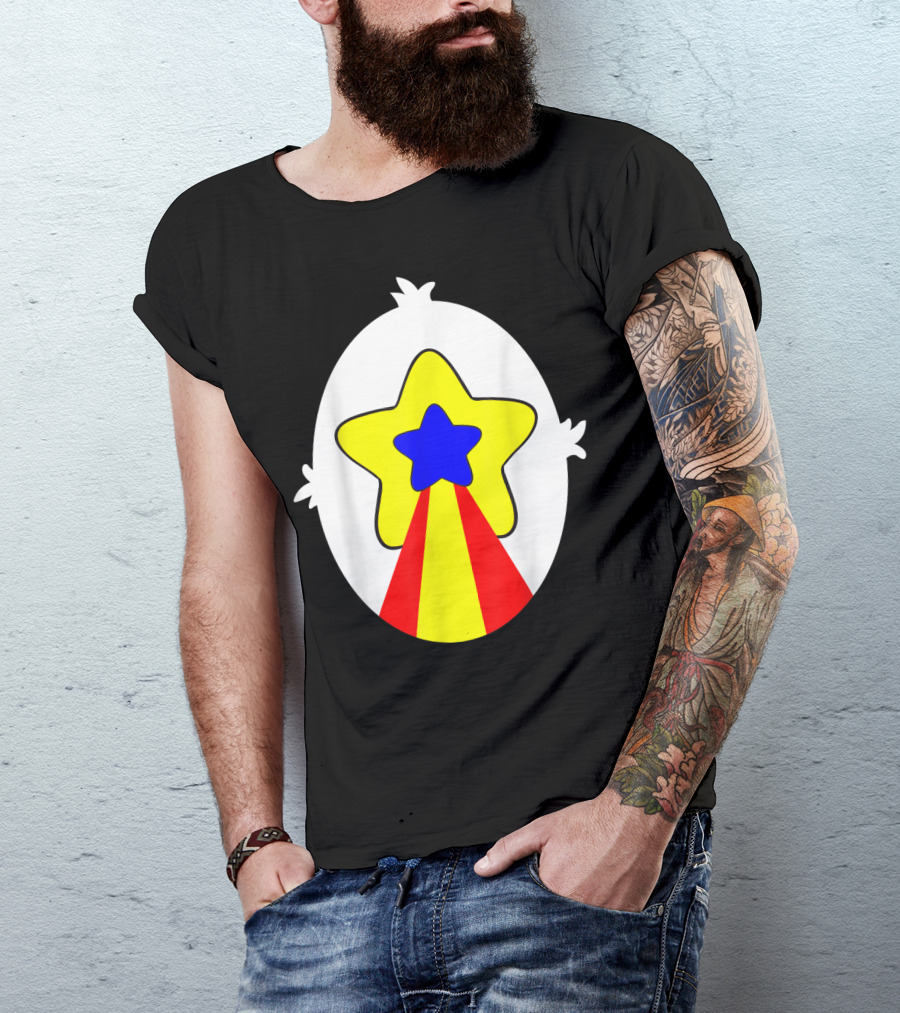 Polite Panda Starburst Yellow Blue Red T-Shirt