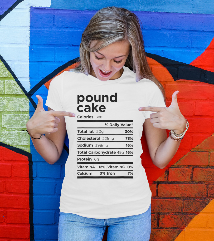 Pound Cake Calories Total Fat Cholesterol Sodium Carbohydrate Protein Vitamin Calcium Iron T-Shirt