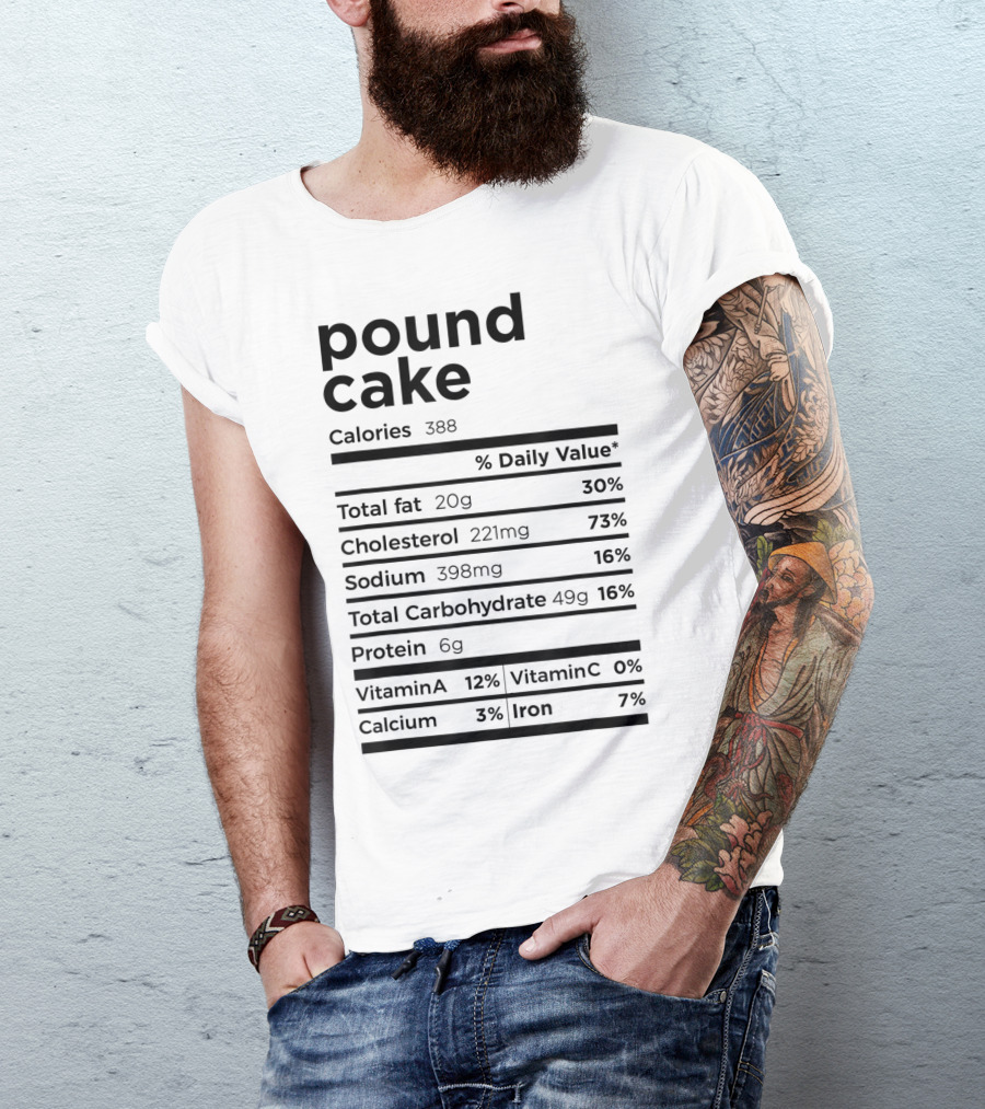 Pound Cake Calories Total Fat Cholesterol Sodium Carbohydrate Protein Vitamin Calcium Iron T-Shirt
