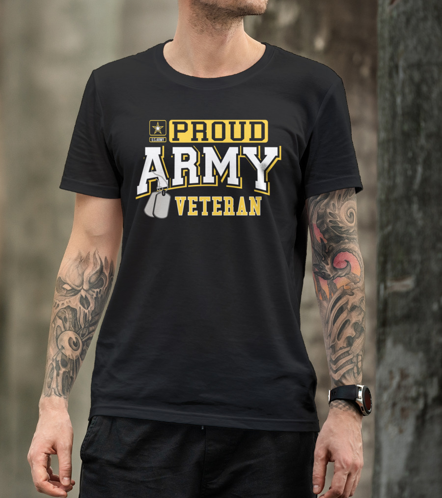 Proud US Army Veteran Military Pride Dog Tags T-Shirt