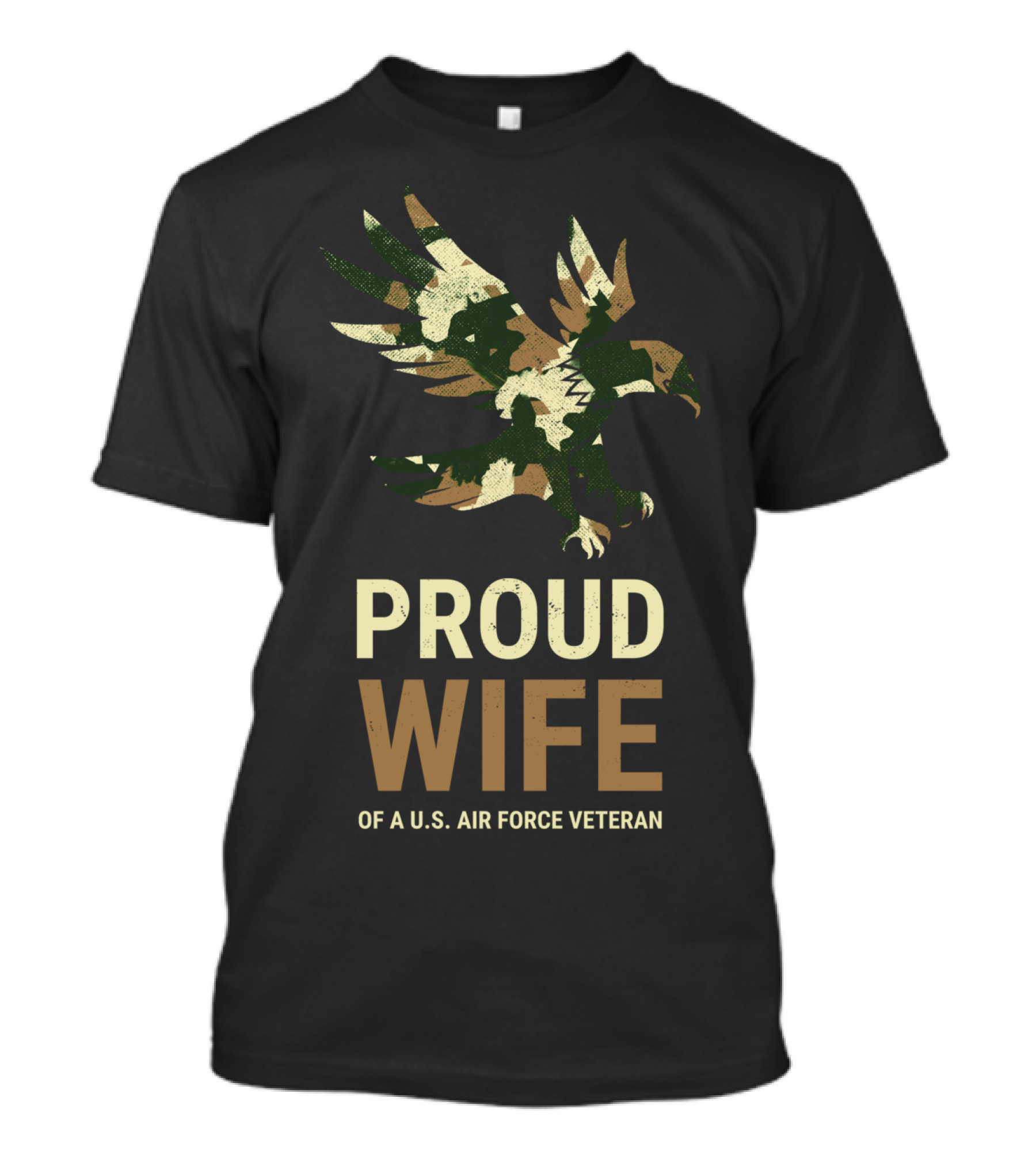 Proud Wife Of A U.S. Air Force Veteran USAF Camo Eagle T-Shirt