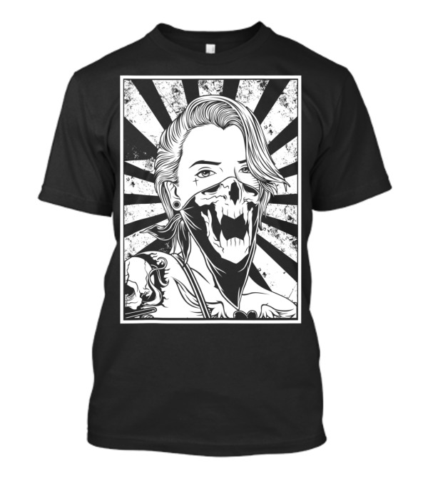 Punk Woman With Skull Mask And Tattoo Art For Fans Of Skulls And Neck Tattoos T-Shirt