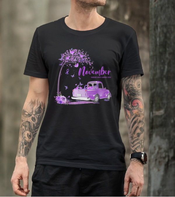 November Purple Truck Pancreatic Cancer Awareness Month T-Shirt