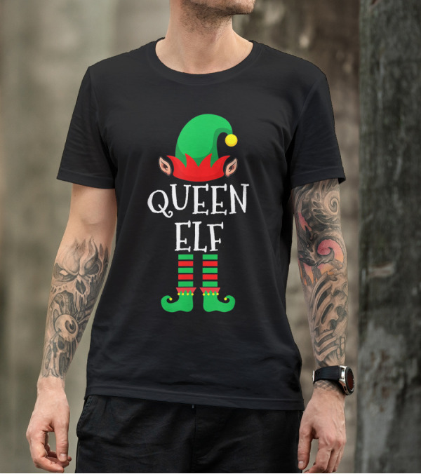 Queen Elf Hat Ears Striped Socks Boots Family Group T-Shirt