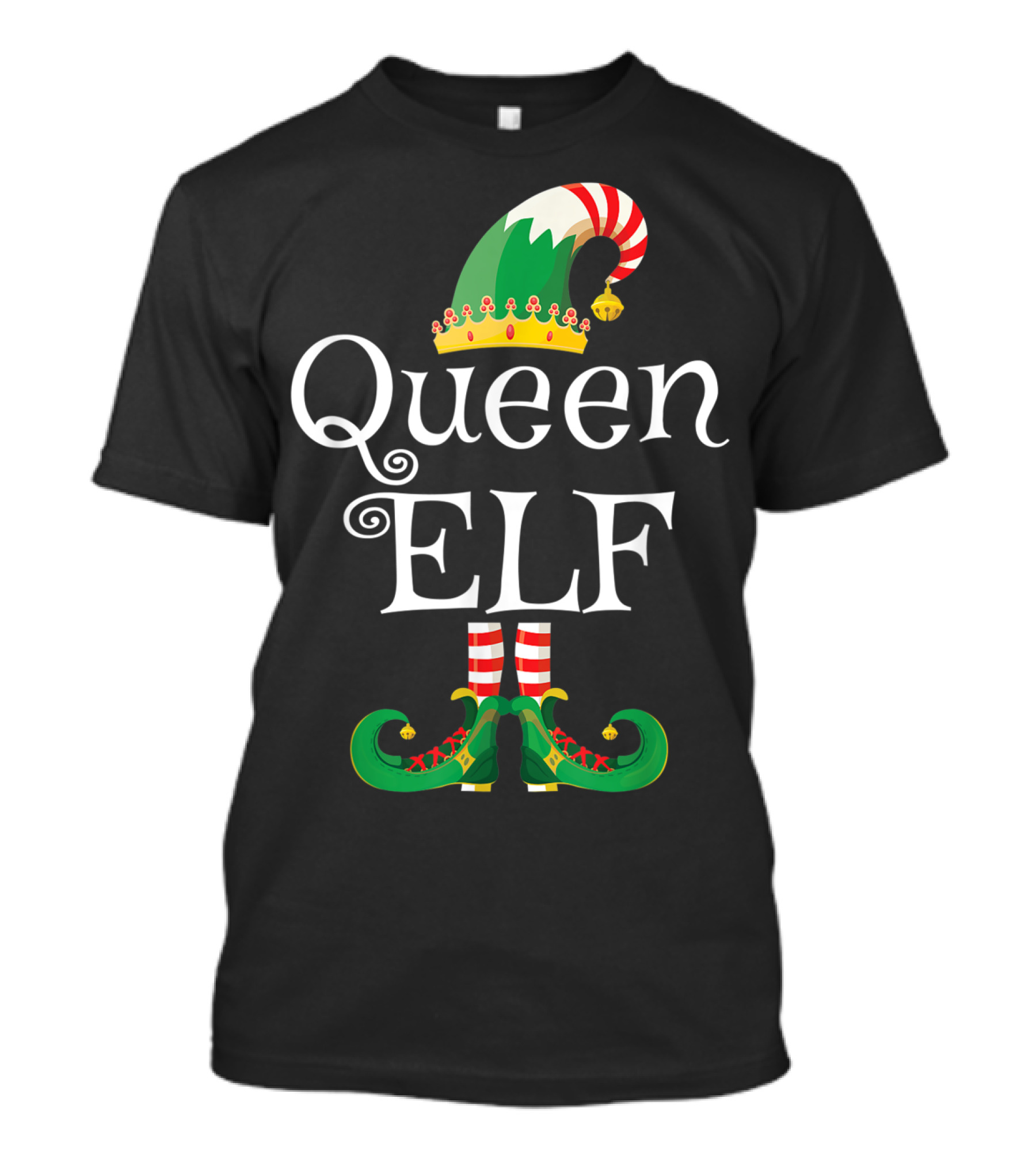 Queen Elf Women Funny Family Matching Elf Hat Shoes T-Shirt