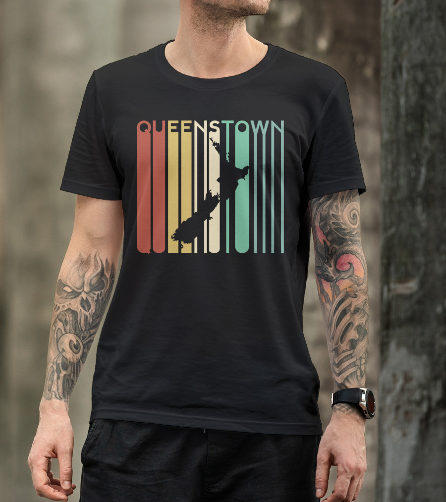 Queenstown New Zealand South Island Map Retro T-Shirt