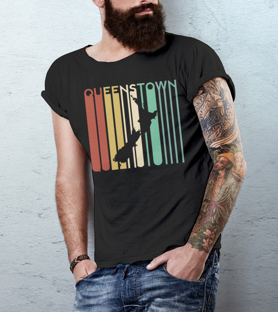 Queenstown New Zealand South Island Map Retro T-Shirt