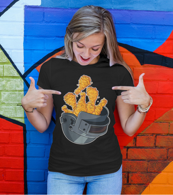 PUBG Raccoon Brand Chicken Dinner Helmet And Fried Chicken Drumsticks T-Shirt