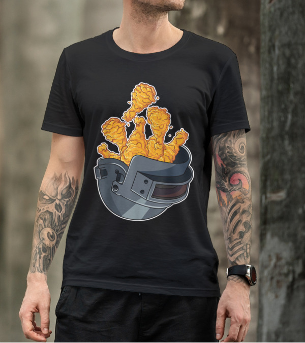 PUBG Raccoon Brand Chicken Dinner Helmet And Fried Chicken Drumsticks T-Shirt
