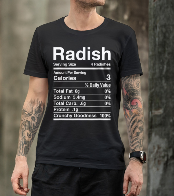 Radish Nutrition Facts 3 Calories Crunchy Goodness Vegetable Matching Dark T-Shirt