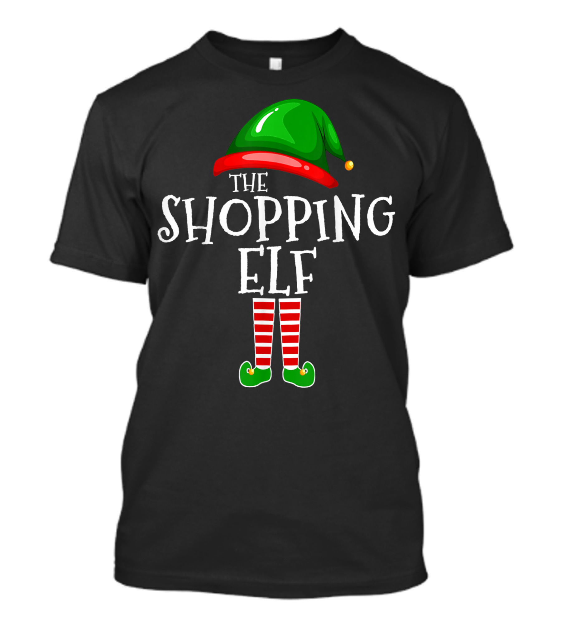 The Shopping Elf Hat And Striped Legs T-Shirt