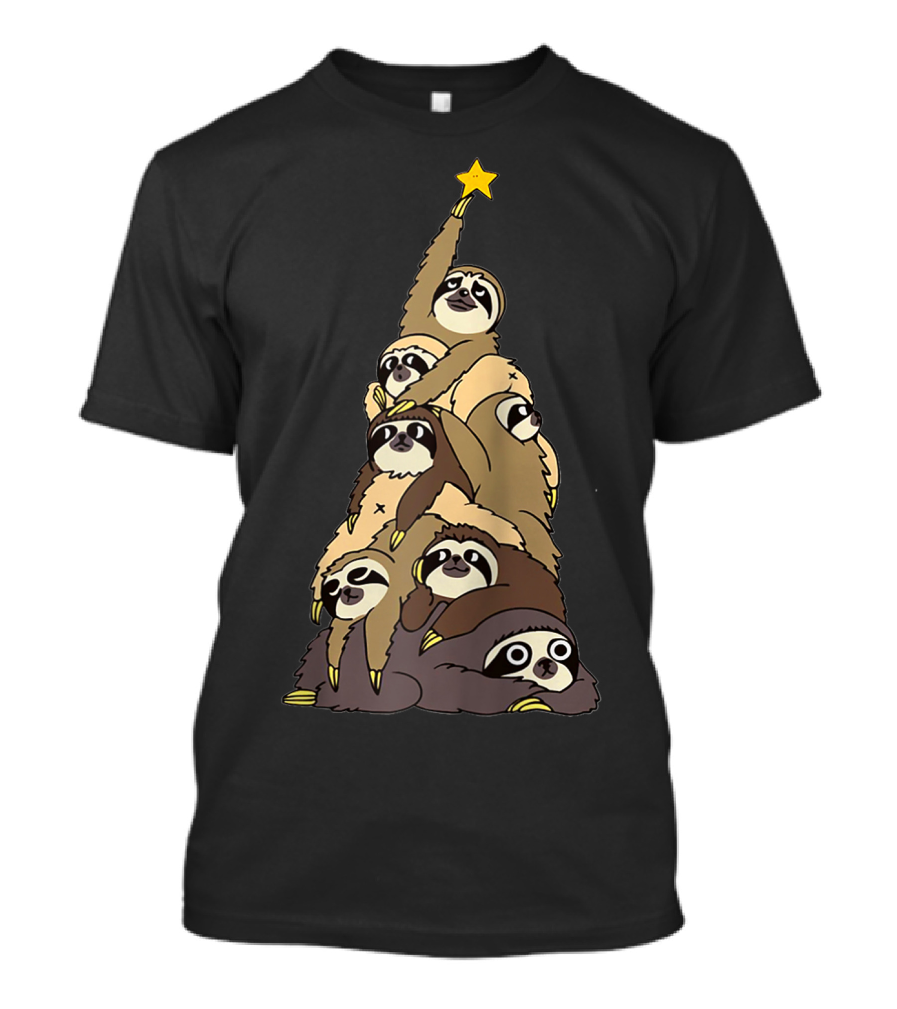 Sloth Christmas Tree Xmas Lover Festive Holiday Stack T-Shirt