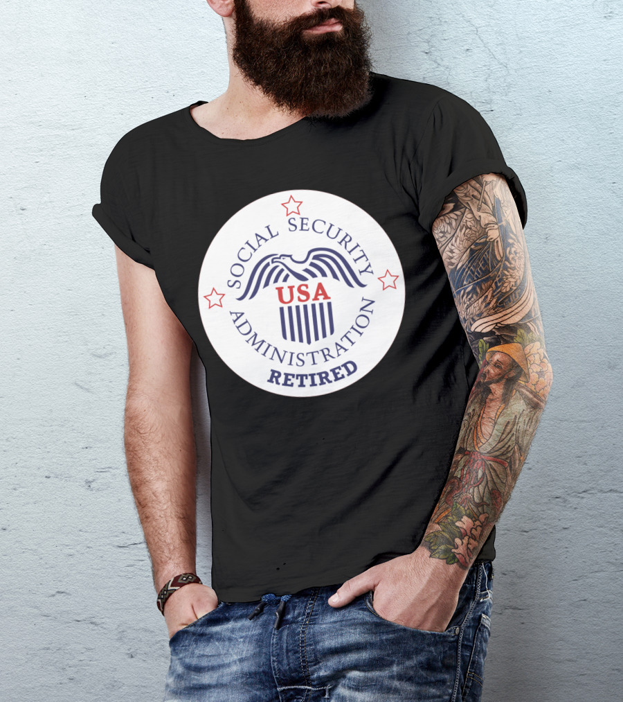 Social Security Administration USA Retired Emblem With Stars T-Shirt